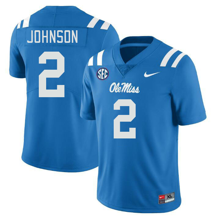 Ole Miss Rebels #2 Cedric Johnson College Football Jerseys Stitched Sale-Power Blue